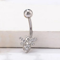 BELLY_10_12 ASTM F136 Titanium 14G (1.6MM) Externally Threaded White Bee Shape Belly Button Piercing 12MM