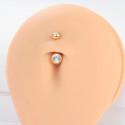 BELLY_10_15 ASTM F136 Titanium 14G (1.6MM) Externally Threaded Round Crystal Belly Button Piercing 10MM