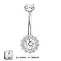 ASTM F136 Titanium 14G (1.6MM) Internally Threaded Sunflower Belly Button Piercing 10MM