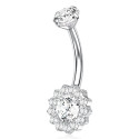 ASTM F136 Titanium 14G (1.6MM) Internally Threaded Sunflower Belly Button Piercing 10MM