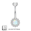 ASTM F136 Titanium 14G (1.6MM) Internally Threaded Sunflower Belly Button Piercing 10MM