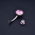 BELLY_12_04 ASTM F136 Titanium 14G (1.6MM) Internally Threaded Pink Belly Button Piercing 12MM