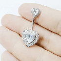 ASTM F136 Titanium 14G (1.6MM) Externally Threaded Heart Shape Belly Button Piercing 12MM