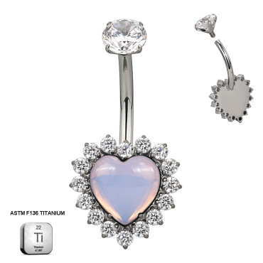 Opal Heart Halo Belly Piercing