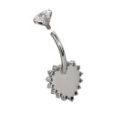 Opal Heart Halo Belly Piercing