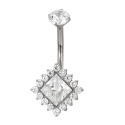 Princess-Cut Halo Belly Piercing