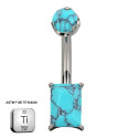 Elegant Turquoise Belly Piercing