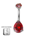 Pear-Cut Red Gem Belly Piercing – ASTM F136 Titanium