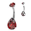 Pear-Cut Red Gem Belly Piercing – ASTM F136 Titanium