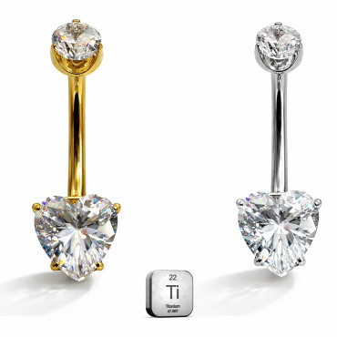  Titanium Heart Belly Piercing Bar