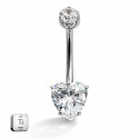  Titanium Heart Belly Piercing Bar