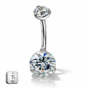 Titanium Belly Piercing – Round Stone Design