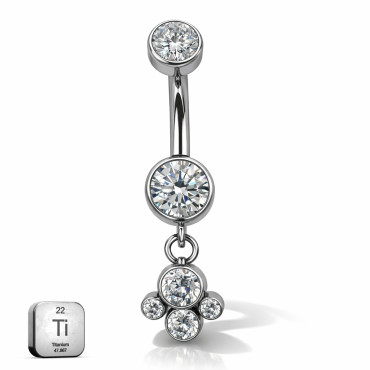  Titanium Internally Threaded Belly Ring – Dangle Design