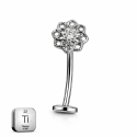 Titanium Floating Belly Piercing – Flower Top