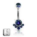 Titanium Internally Threaded Aurora Crystal Belly Bar