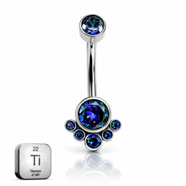 Titanium Internally Threaded Aurora Crystal Belly Bar