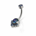 Titanium Internally Threaded Aurora Crystal Belly Bar