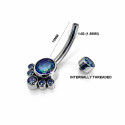Titanium Internally Threaded Aurora Crystal Belly Bar