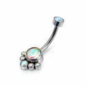 Titanium Internally Threaded AB Stone Cluster Belly Bar