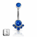 Titanium Internally Threaded Blue Stone Cluster Belly Bar