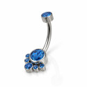 Titanium Internally Threaded Blue Stone Cluster Belly Bar