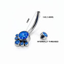 Titanium Internally Threaded Blue Stone Cluster Belly Bar