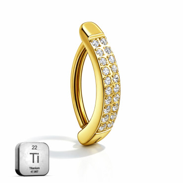 Titanium Clicker Belly Ring with CZ Stones – 14G