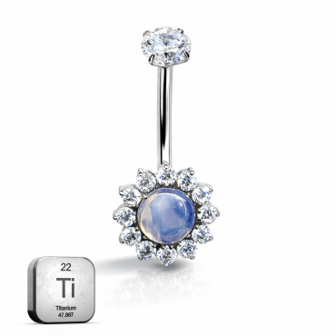 Titanium Belly Ring with Moonstone