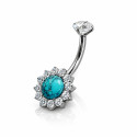 Titanium Turquoise Flower Navel Piercing Jewelry