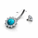 Titanium Turquoise Flower Navel Piercing Jewelry