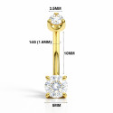 18k Gold Classic Moissanite Belly Barbell