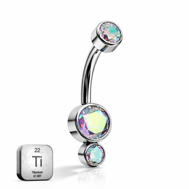 Titanium Aurora Gem Belly Button Ring