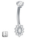 Premium Titanium Sunflower Belly Ring | 14G (1.6MM) | 10MM Bar