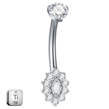 Premium Titanium Sunflower Belly Ring | 14G (1.6MM) | 10MM Bar