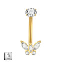 Golden Titanium Butterfly Belly Ring | 14G (1.6MM) | 10MM Bar