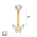 Golden Titanium Butterfly Belly Ring | 14G (1.6MM) | 10MM Bar