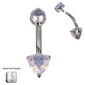 Rose Quartz Trillion Belly Piercing