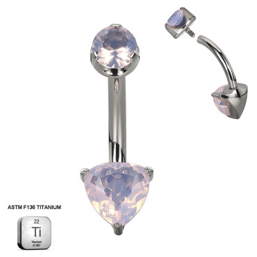 Rose Quartz Trillion Belly Piercing