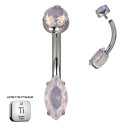 Rose Quartz Marquise Belly Piercing