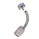 Rose Quartz Marquise Belly Piercing