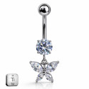 Titanium Butterfly Dangle Belly Bar
