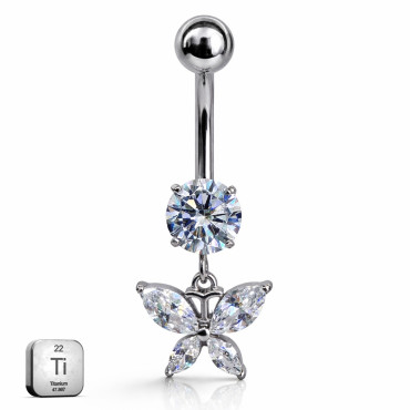 Titanium Butterfly Dangle Belly Bar