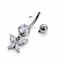 Titanium Butterfly Dangle Belly Bar
