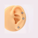 Natural Titanium 16G (1.2MM) Internally Threaded Round Dotted Crystal Piercing Stud