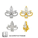 ASTM F136 Titanium 16G (1.2MM) Internally Threaded Crown Lotus Piercing Stud