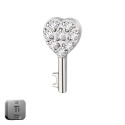 Natural Titanium 16G (1.2MM) Internally Threaded Key Heart Piercing Stud