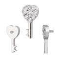 Natural Titanium 16G (1.2MM) Internally Threaded Key Heart Piercing Stud