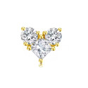 Natural Titanium 16G (1.2MM) Internally Threaded Crystal Heart Piercing Stud