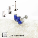 ASTM F136 Titanium 16G (1.2MM) Internally Threaded Blue Opal Piercing Stud