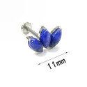 ASTM F136 Titanium 16G (1.2MM) Internally Threaded Blue Opal Piercing Stud